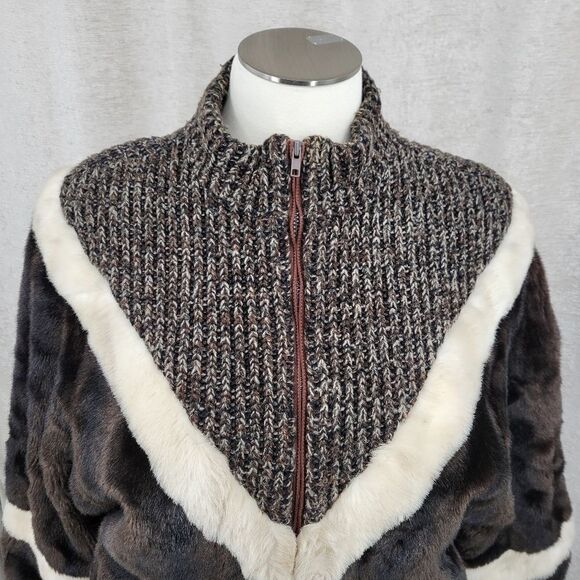 Vintage Faux Fur / Knit Jacket 70s Coat Eclectic Mobwife Streetwear - Picture 3 of 15